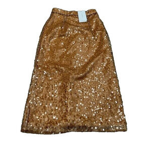 OPT One Pretty Time Womens Maxi Skirts Embellished Sequins Gold Size XS NWT